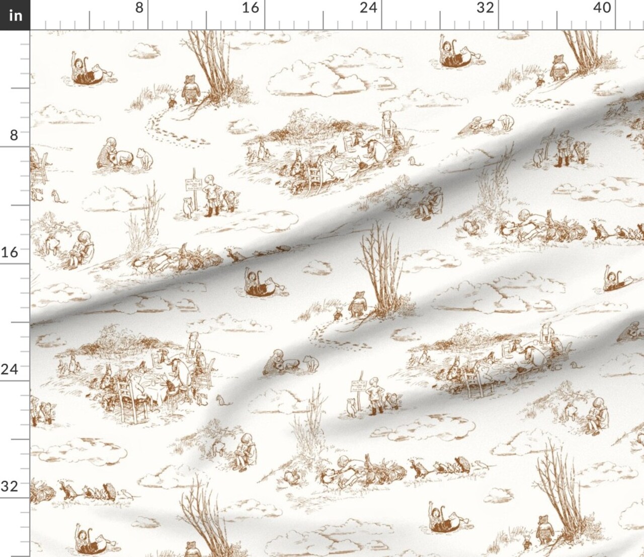 Winnie the Pooh Toile Custom Printed Fabric by Spoonflower Various Fabrics by the Yard or Fat Quarter 17345579